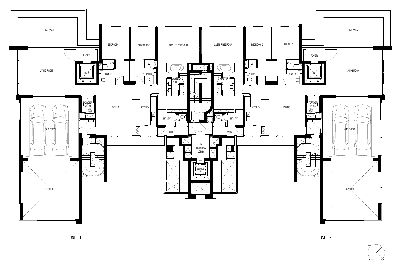Typical layout, levels 2 to 27